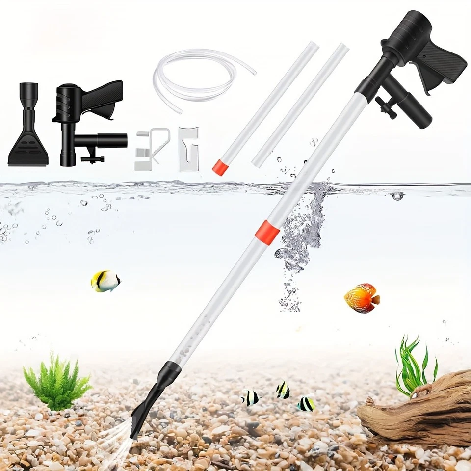 Limpieza de arena para acuario, limpiador de grava, raspador neumático pecera cambiador de agua Foto 2 de 4