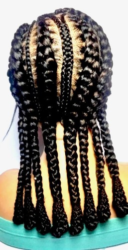 Cornrow Braided Wig Stitch Braids Full Lace Baby Hair Bead Insert Wrapped Tips - Picture 2 of 10