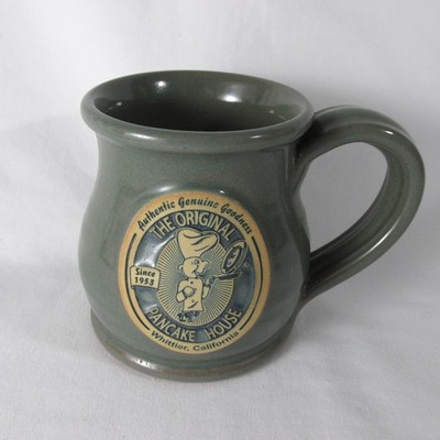 Deneen Pottery Coffee Mug The Original Pancake House Whittier CA Green Stoneware