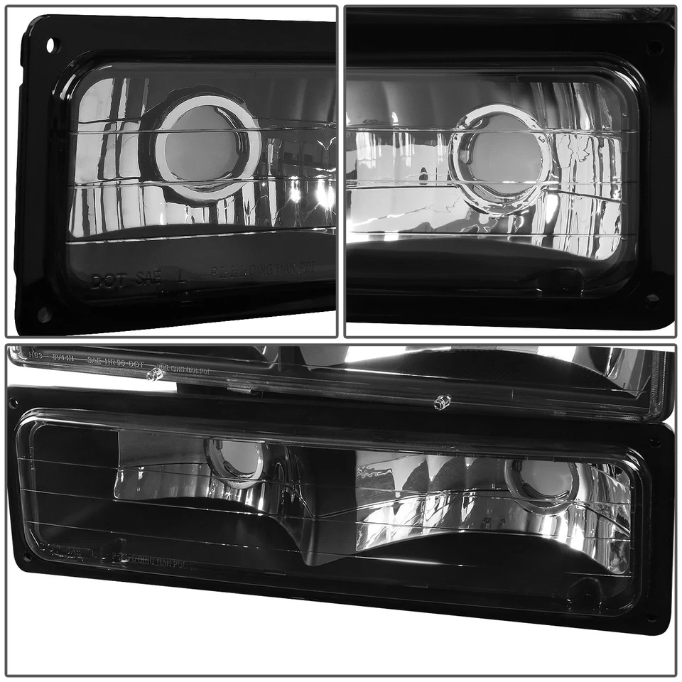 FOR 94-00 CHEVY C10 C/K PICKUP BLACK HOUSING AMBER CORNER HEADLIGHT BUMPER LAMP - Image 4 of 4