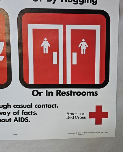 Amerikanisches Rotes Kreuz 1986 "You Can't Get" AIDS Poster Educational Aids Awareness  - Bild 4 von 14