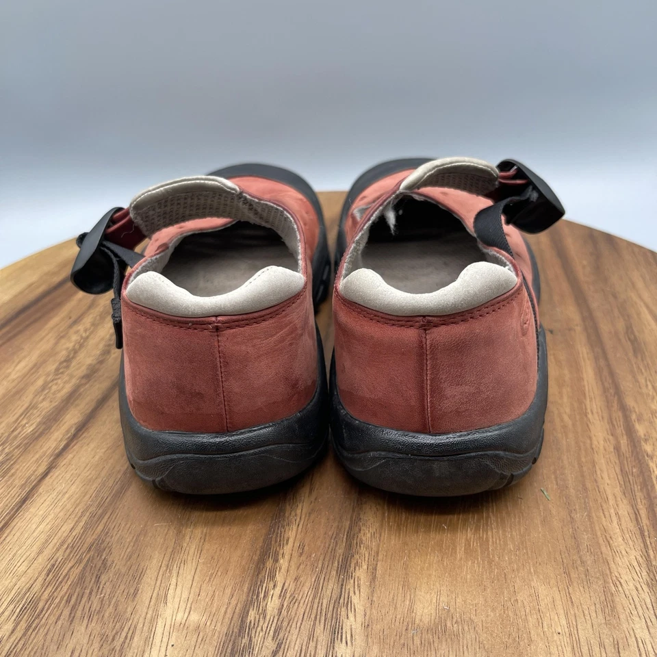 Keen Mary Jane Zapatos Mujer 6 Rojo Cuero Nobuck Goma Puntera Correa Comodidad Foto 4 de 4