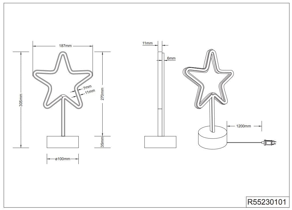 Lampe de table à LED Reality Leuchten R55230101 Star blanche