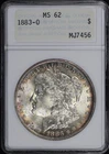 1883-O Morgan Dollar ANACS MS-62 First Generation Holder - Blue & Sunset Toning!
