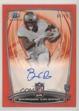 2014 Bowman Rookie Chrome Refractor Red Border /25 Brandon Coleman #32 Auto 9pd