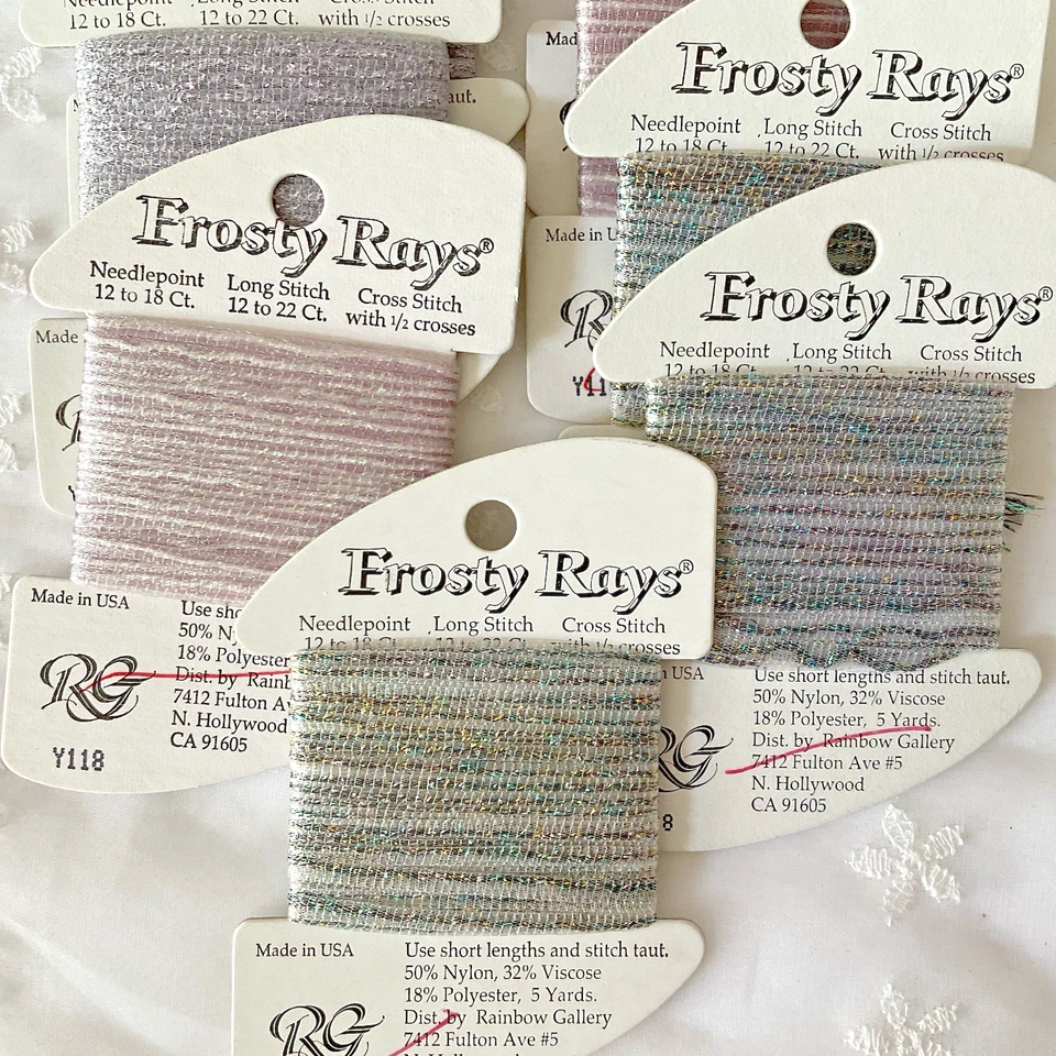 Rainbow Gallery Thread Frosty Rays Lot of 8 Metallic Assted Colors Silver Purple - Image 3 of 3