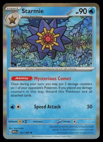 Starmie 121/165 Rare 151 Pokemon Holo Near Mint