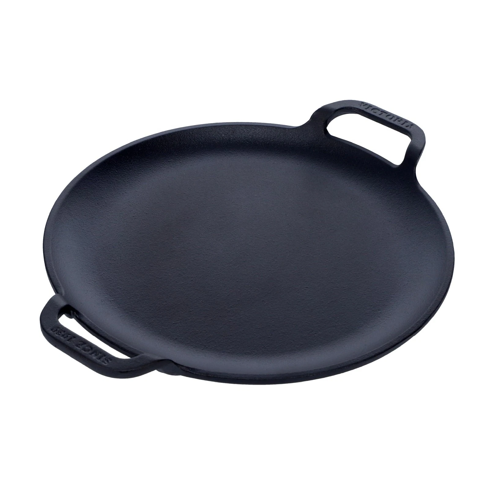 Victoria 10-Inch Cast Iron Comal Pizza Pan with 2 Side 10 Inch, Black
