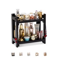 Makeup Organizer, Black Vanity Storage Box, Multi-Purpose Storage for Skincar...