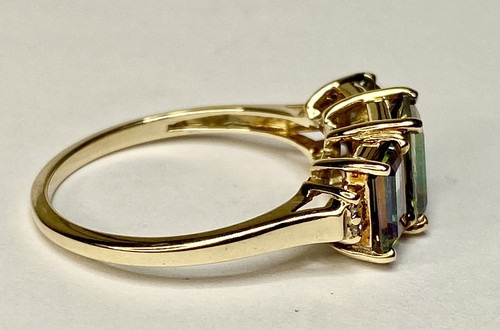 Anillo de cóctel vintage años 80 oro 10K topacio místico diamante acento talla 7 - Imagen 12 de 21