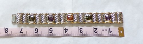 Elegante pulsera vintage tono plata con piedras multicolores - Imagen 10 de 12