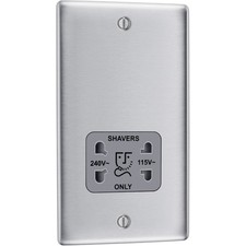 BG Shaver Socket 115/230v Dual Voltage Brushed Steel for Bathroom Use