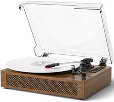 Vinyl Record Player Extended Size with Bluetooth Playback, Built-in Speakers,...