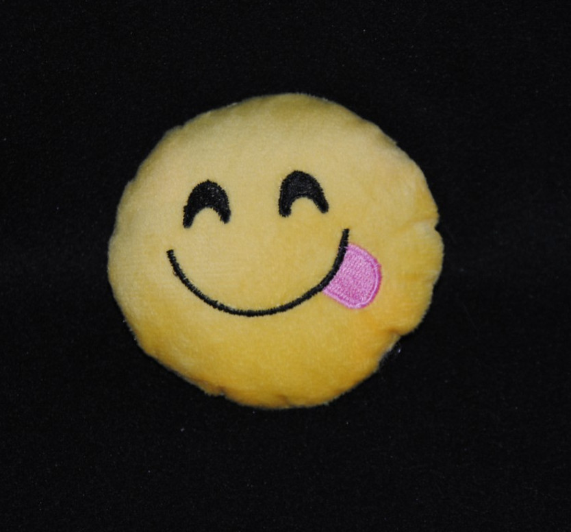 Peluche doudou emoji smiley jaune langue rose PM 10 cm NE