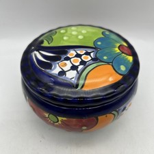 Joyero redondo de colección Talavera México cerámica pintada a mano baratija Talavera