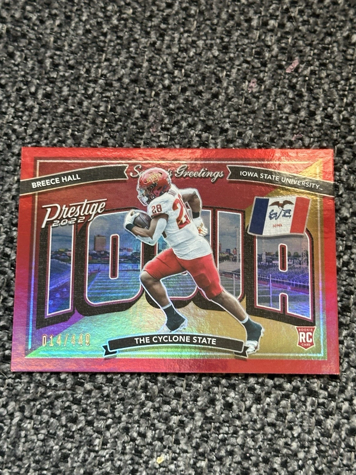 Breece Hall Panini Prestige Seasons Greetings #SG13 Red Xtra Points