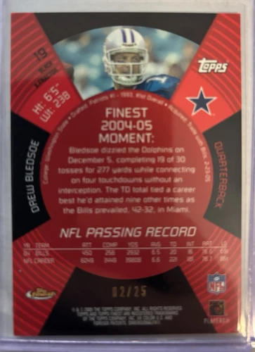 DREW BLEDSOE 2005 TOPPS FINEST BLACK X-FRACTOR 02/25 SUPER RARE COWBOYS - Picture 2 of 2