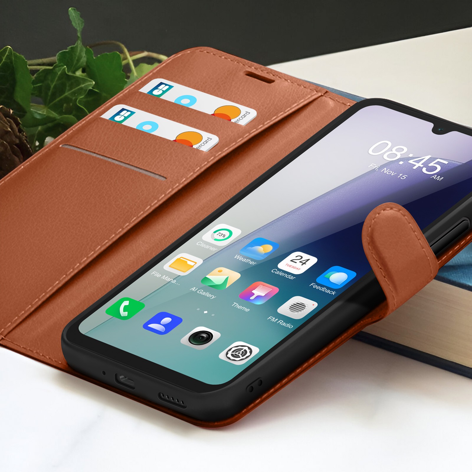 Étui Xiaomi Redmi 14C Zanaé marron idéal pour regarder vos vidéos en voyage - 4