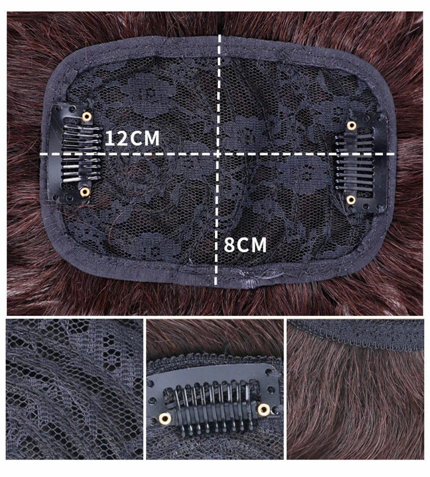 100% Human Hair Curly Toupee Topper Women Clip in Hairpiece Top Piece with Bangs - Image 3 of 4
