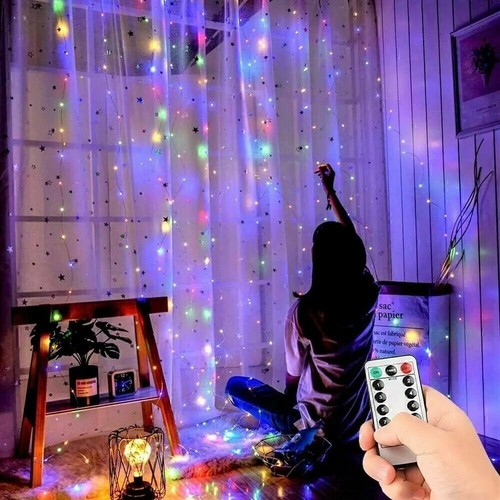 3M 300 LED Curtain Fairy String Lights Window Decor USB Plug in with Remote - Picture 11 of 14