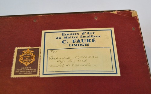 Antique Enamel on Copper Portrait of De Boileau Framed Artwork – Artist D. Faure - Picture 8 of 12