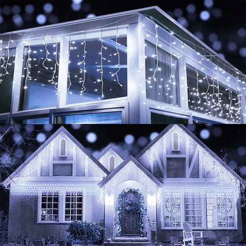 Christmas Icicle Lights Outdoor LEDs Curtain Fairy String Light Xmas Party Decor - Picture 21 of 23