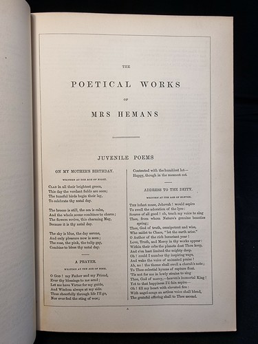 1854 POEMS OF FELICIA HEMANS Poetry 4to LEATHER BINDING Female Poet Poetry - Imagen 8 de 12