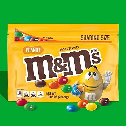 M&M'S Peanut Milk Chocolate, Sharing Size, 10.05 oz Resealable Bag - Picture 2 of 8
