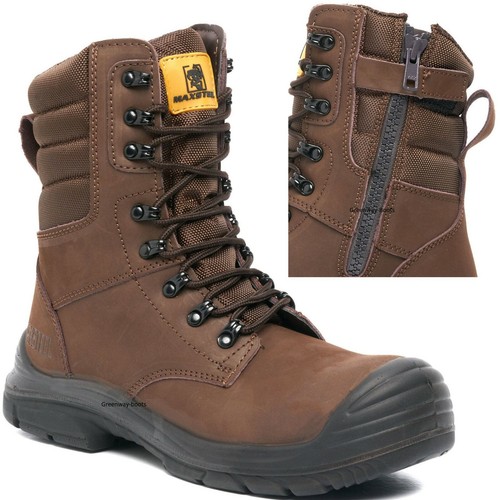 BOTAS DE TRABAJO PARA HOMBRE DE CUERO IMPERMEABLES LIGERAS POLICÍA MILITAR CON PUNTERA DE SEGURIDAD TALLA - Imagen 2 de 6