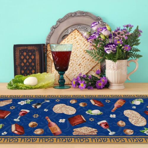 Linen Passover Table Runner Pesach Jewish Seder Matzo Home Dining Room 13" x 72" - Picture 3 of 6
