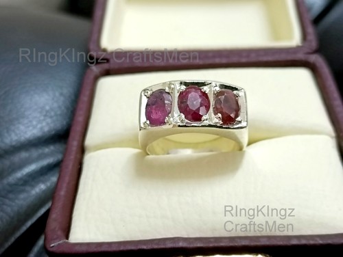 Ruby Gemstone Unisex Ring 925 Sterling Silver Size 9 Multi Stone Ring Size 9 - Picture 4 of 11