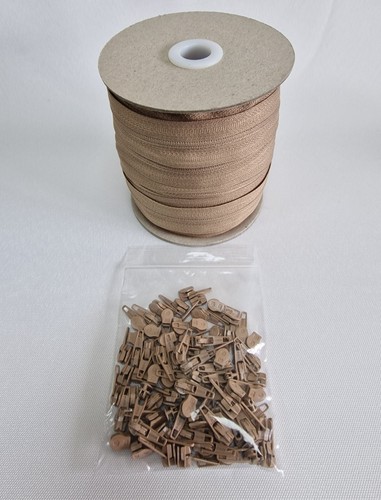 Cerniera continua beige n. 7 catena nylon e cursori forte qualità cerniere tappezzeria + - Foto 8 di 12