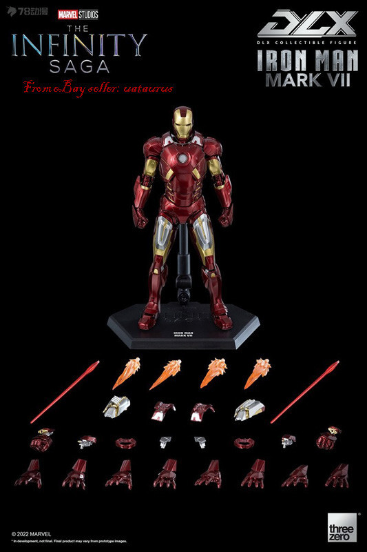 threezero Iron Man Mark VII フィギュア Marvel Studios: The Infinity SagaDLX Iron Man Mark 7 (Black