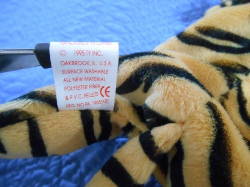 TY Beanie Baby STRIPES Tiger Beanie Baby 1995 ¡Excelente Estado! - Imagen 9 de 10