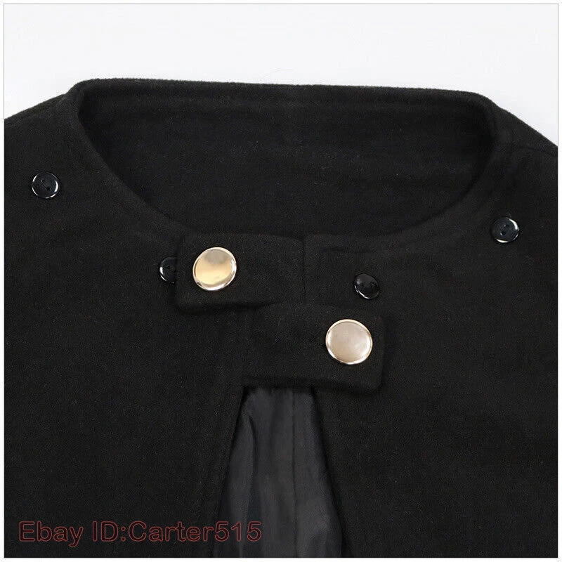 Vintage Gothic Medieval Faux Fur Cloak Coat Winter Warm Wool Cosplay Long Cape - Image 4 of 4