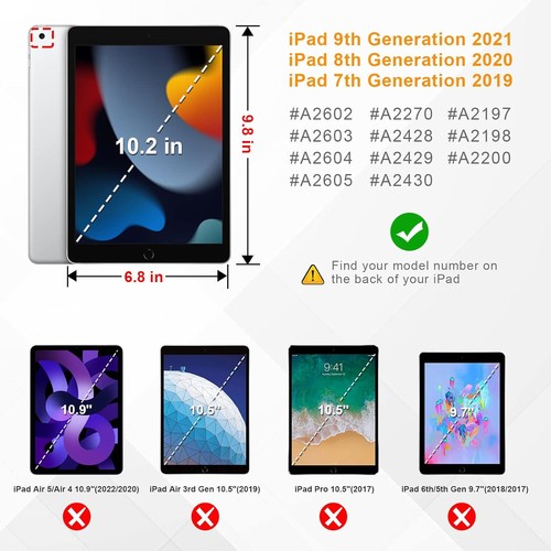 For iPad 9th/8th/7th Gen Rotating Stand Case Rugged Cover with Screen Protector - Picture 2 of 10