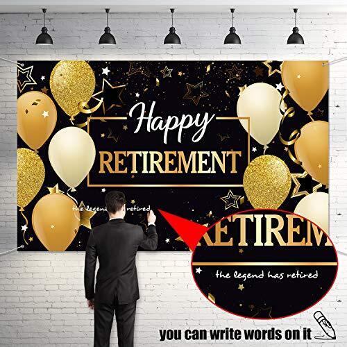 Happy Retirement Party Decorations, Extra Large Fabric Black and Gold Happy R... - Picture 6 of 7