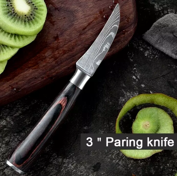 Paring Knife Kitchen Curved Slicing Peel Fruit Vegetable 7Cr17 Steel Wood  Handle