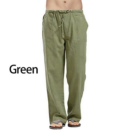 Pantalones informales de algodón de lino con cordón de otoño cintura pantalones largos sueltos - Imagen 42 de 91