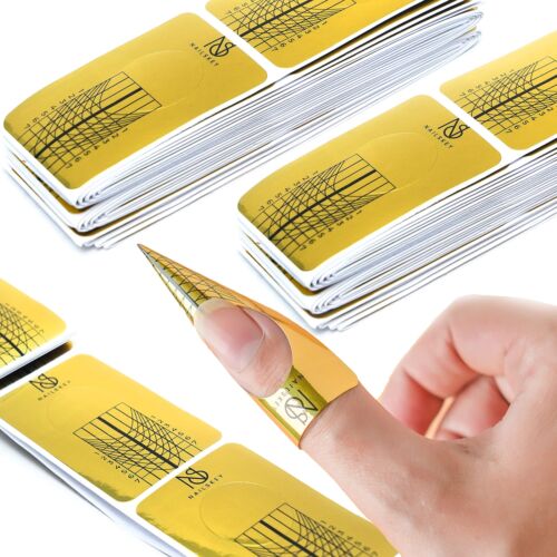 Nailskey Nail Forms for Gel Builder - 100 Pcs Self Adhesive Nail Extension St...