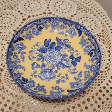 New  Spode Blue Room Garden  Collection British Flowes-Rosa 8.75 in.Bowl  Blu/Ye