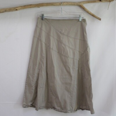 D F A New York Long Modest Tan Khaki Skirt Size 6 Paneled Maxi Skirt Business