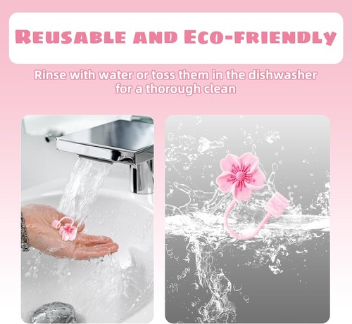 Straw Cover Cap Flower for Stanley Cup Pink Topper 30oz/40oz Compatible (4 PCS) - Imagen 6 de 7