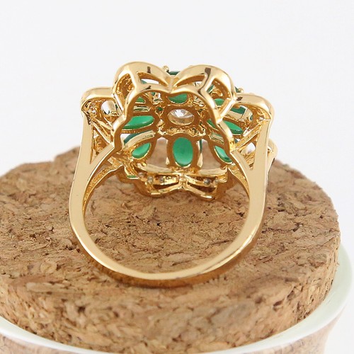 Vintage Nature Inspired Flower Statement Ring-Teardrop Oval Round Cocktail Sz 8 - Picture 3 of 11