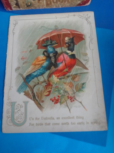 ANTIQUE BOOK COVER & 1 PAGE FROM 1898 ALPHABET BOOK "THE GEM" - Picture 2 of 14