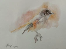 Flycatcher, Birds, Watercolor artwork, Handmade, Original painting on paper
