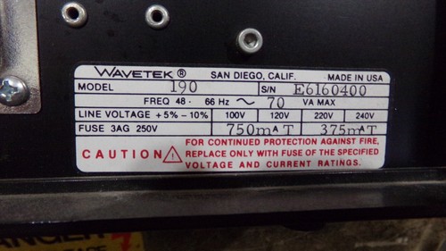 Wavetek Model: 190. 20 MHz ed Function Generator. - Picture 5 of 5