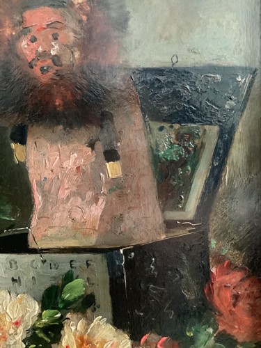 Henry CAUCHOIS (1850-1911) French Impressionism Flowers Devil Box Oil Painting - Picture 5 of 11