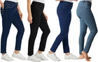 Womens Slim Leg Stretch Denim 27" Leg Skinny Straight Jeans  Ladies