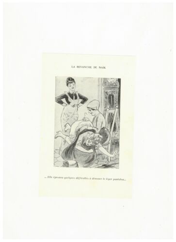 1925 ARTISTE illustration photogravure Fouet Fessée bdsm curiosa spanking - Picture 1 of 1